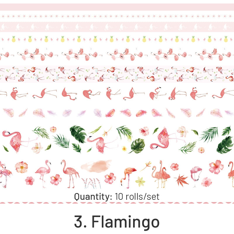 10 Rolls Washi Tape Set - Girl, Fruit, Cat, Antique, Scenery, Dog, Cosmic Star, Whale sku-3