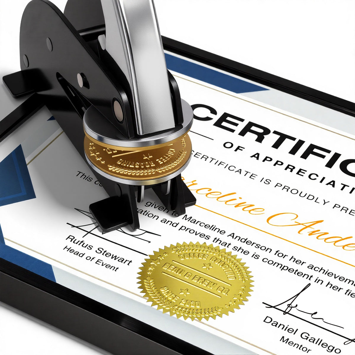 Extra Large Custom Desktop Embossers certified