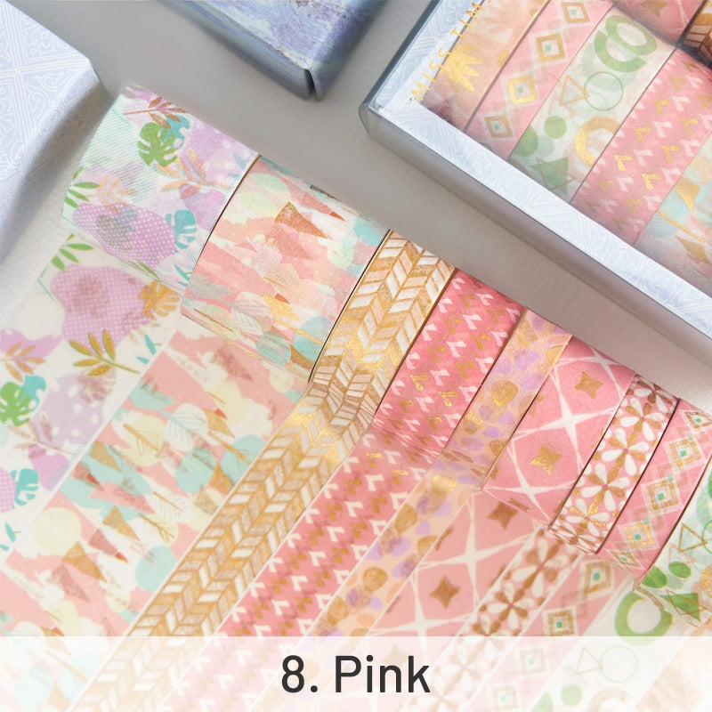 8 Rolls Foil Washi Tape Set - Butterfly, Van Gogh, Floral Print, Geometric sku-8