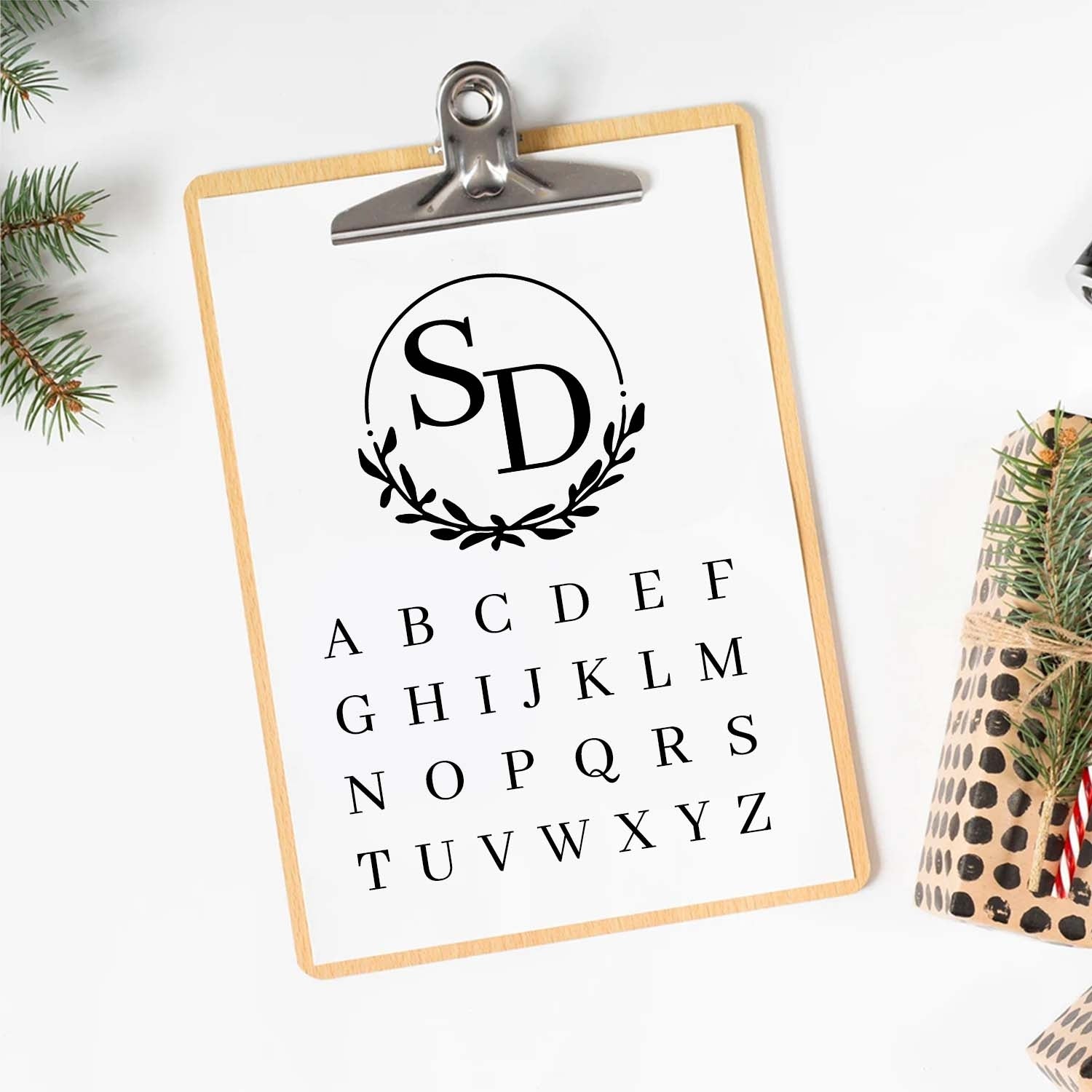 Crescent Laurel Double Monogram Brass Ice Stamp for Bartender & Planner2