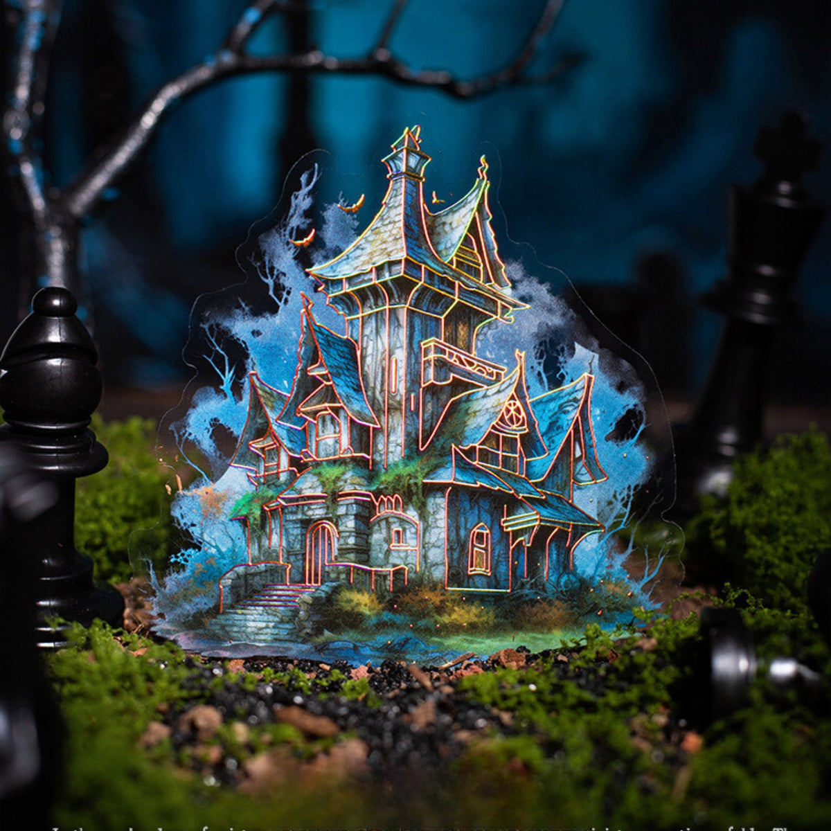Abandoned Castle Series Gothic Dark Castle DIY Landscaping PET Sticker 22