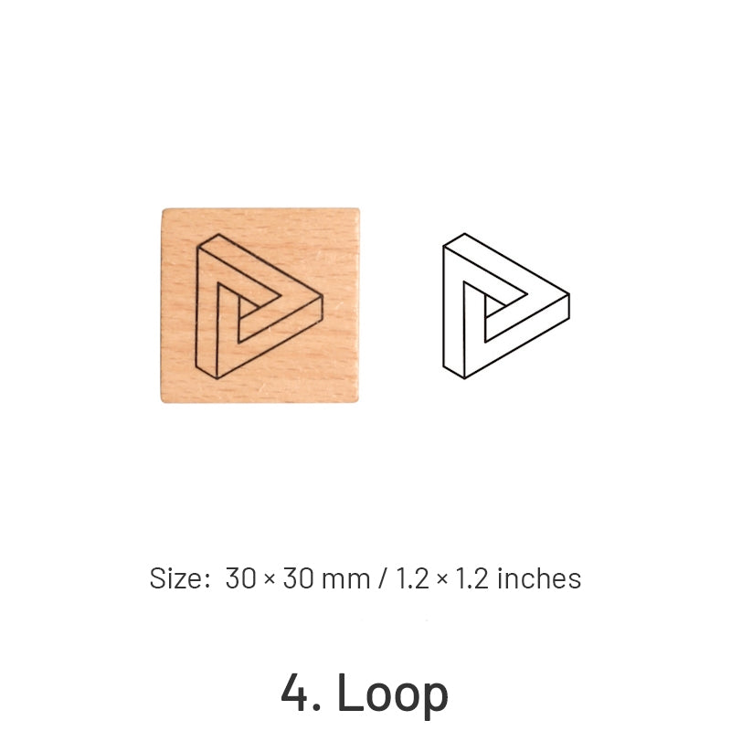 Basic Number and Shape Wooden Rubber Stamp Set sku-4