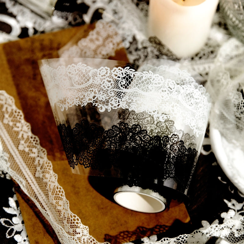 Black & White Lace Decorative PET Tape b7