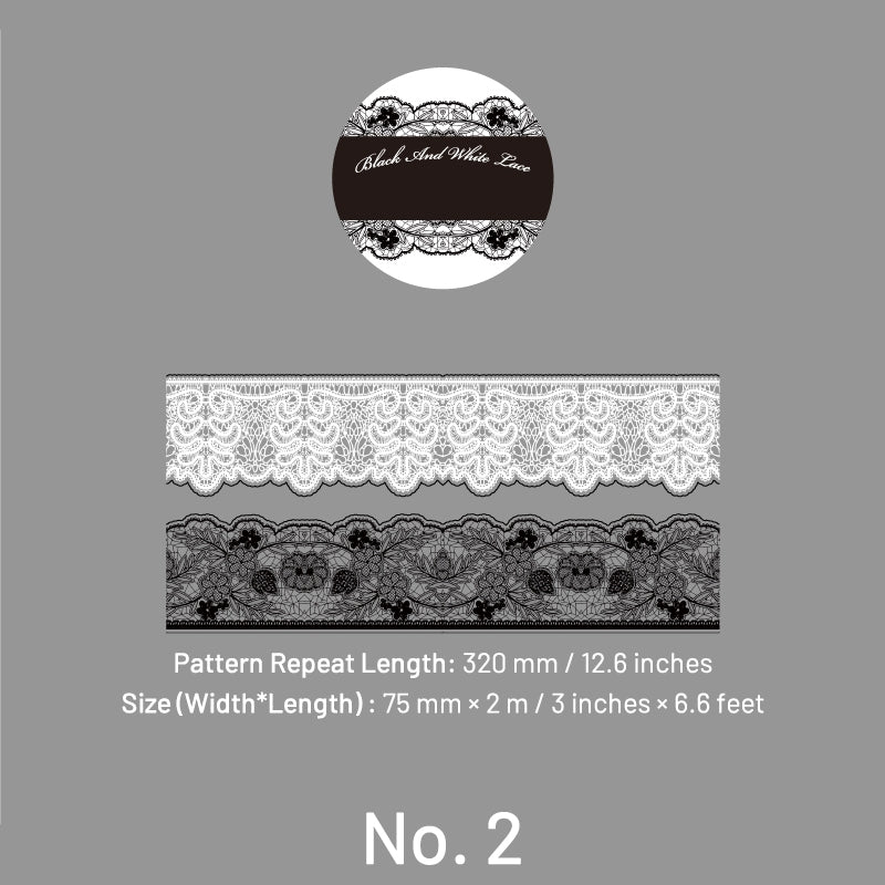 Black & White Lace Decorative PET Tape sku-2