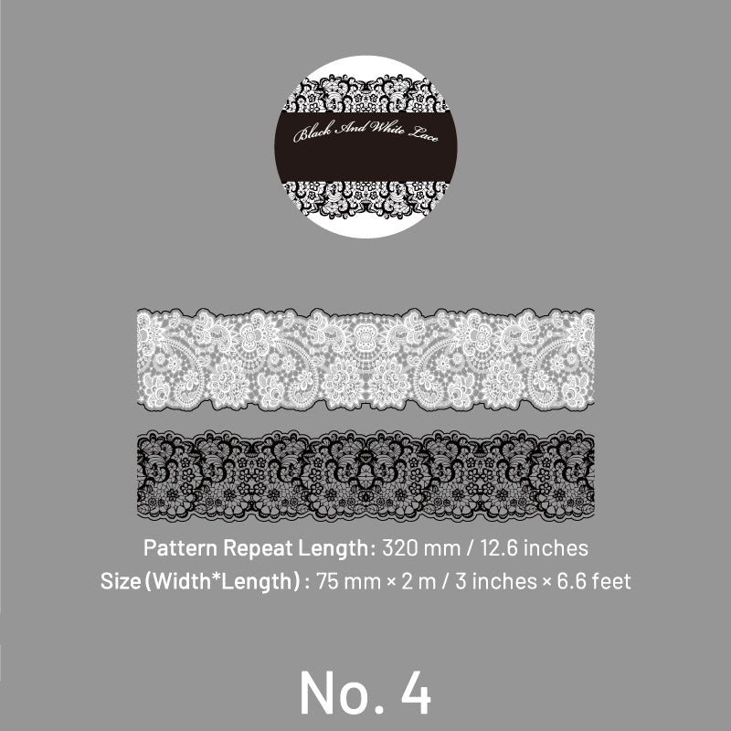 Black & White Lace Decorative PET Tape sku-4