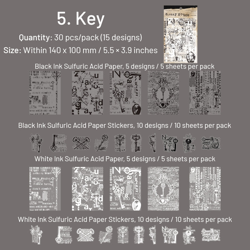 Black and White Scrapbook Paper - Text, Manuscript, Butterfly, Note, Musical, Flower sku-5
