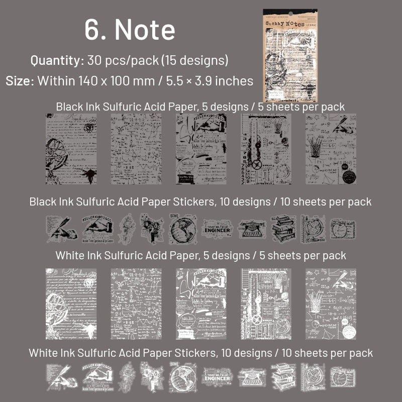 Black and White Scrapbook Paper - Text, Manuscript, Butterfly, Note, Musical, Flower sku-6