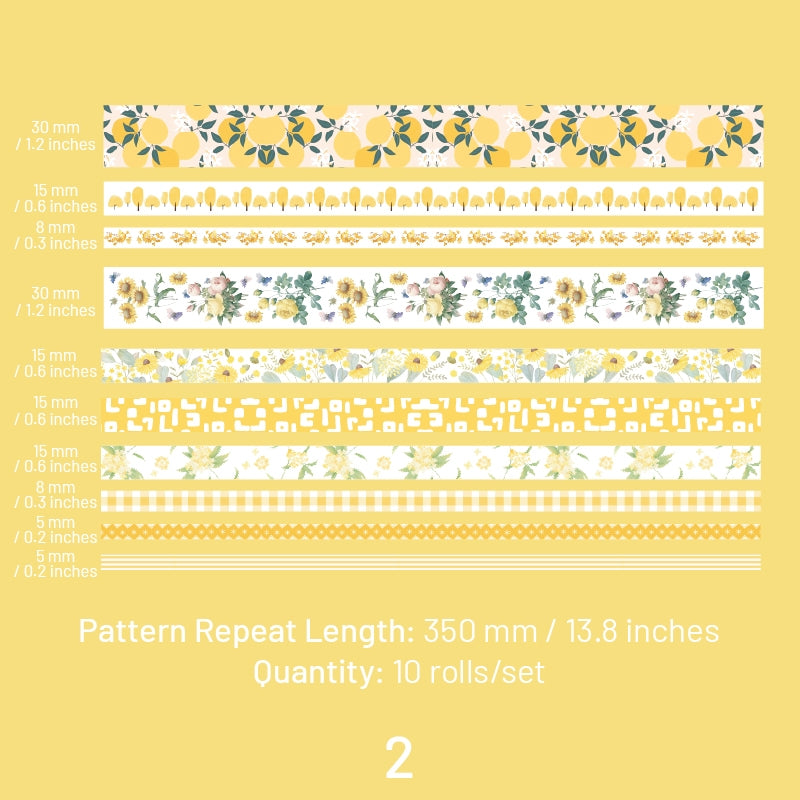 Botanical Forest Flower Washi Tape Set (10 Rolls) sku-2
