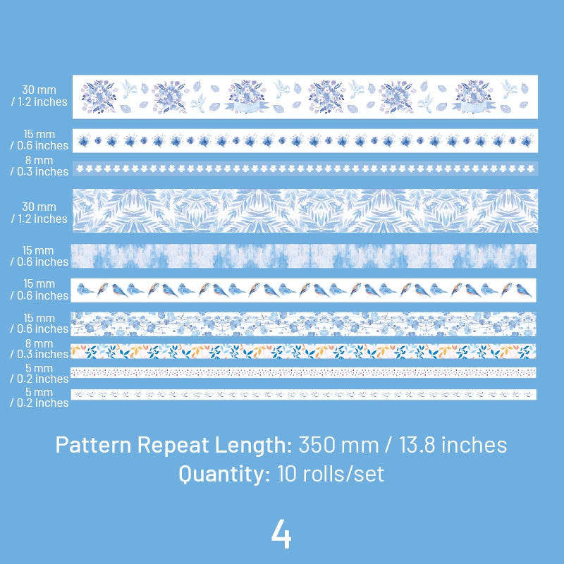Botanical Forest Flower Washi Tape Set (10 Rolls) sku-4