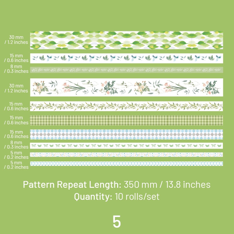 Botanical Forest Flower Washi Tape Set (10 Rolls) sku-5