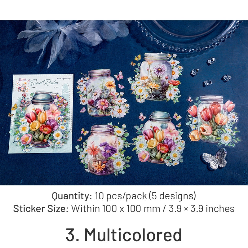 Bottle and Flower Holographic Hot Stamping PET Stickers - Stamprints9