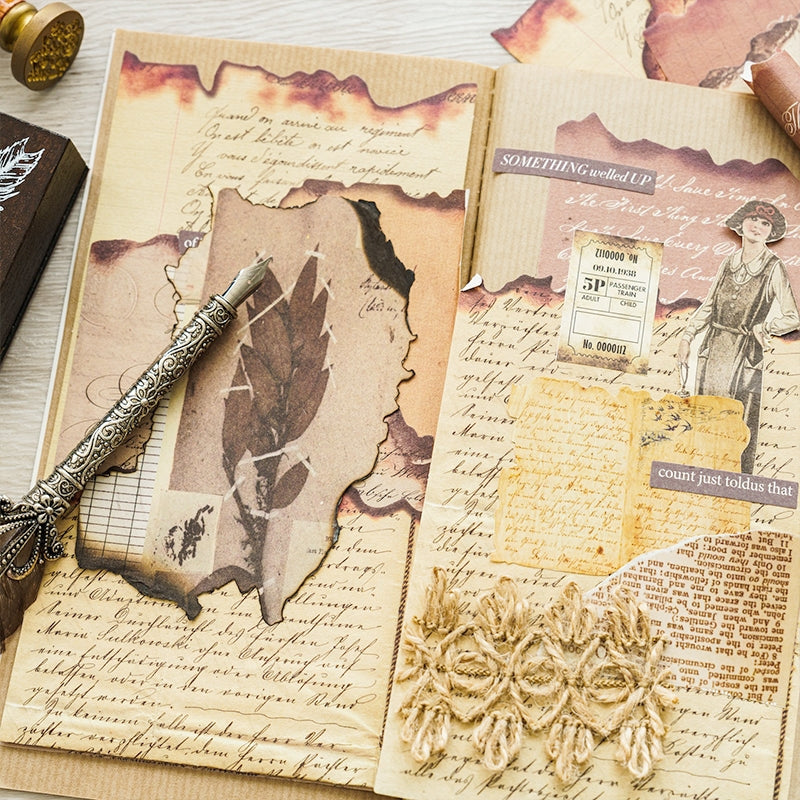 Burnt Pages Scrapbook Paper - Letters, Manuscripts, Music, Newspaper b7