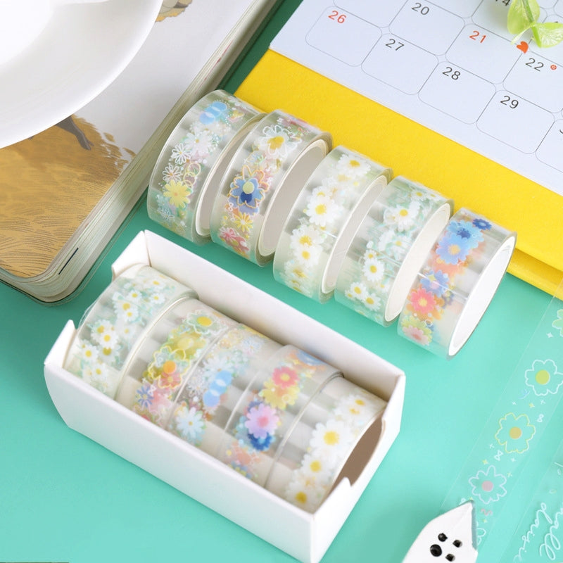 Cartoon Daisy Transparent PET Tape Set (5 Rolls) a