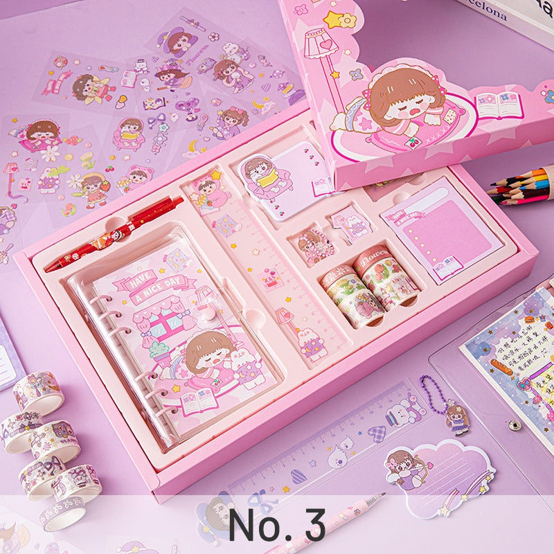 Cartoon Girl Journal Gift Box Set sku-3