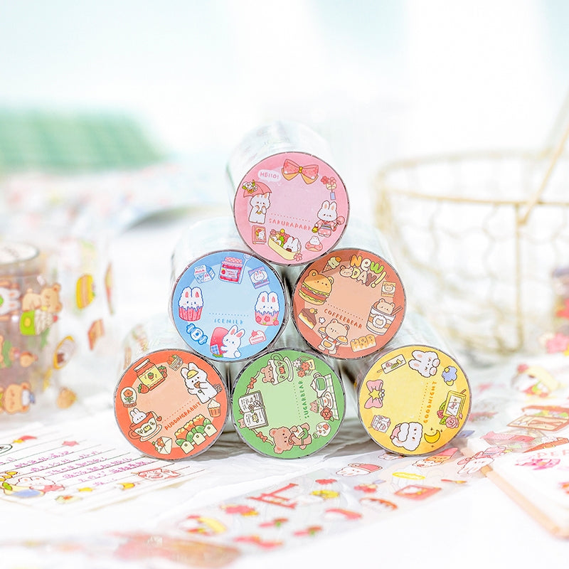 Cartoon Rabbit & Bear PET Decorative Tape a