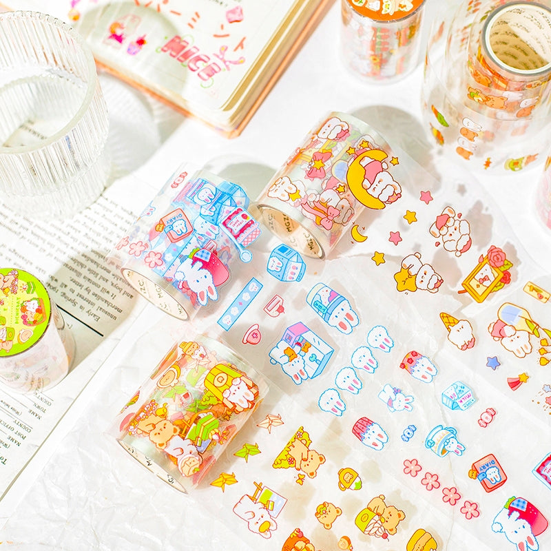 Cartoon Rabbit & Bear PET Decorative Tape b1