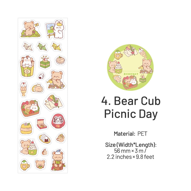 Cartoon Rabbit & Bear PET Decorative Tape sku-4