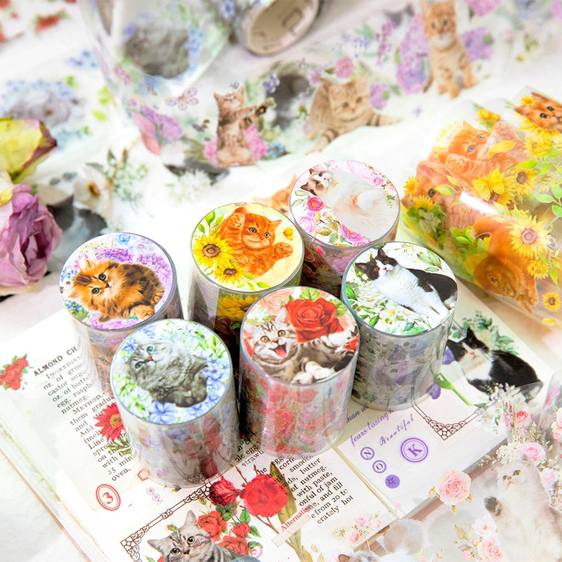 Cat and Flower Series Cat Decorative PET Tape a1