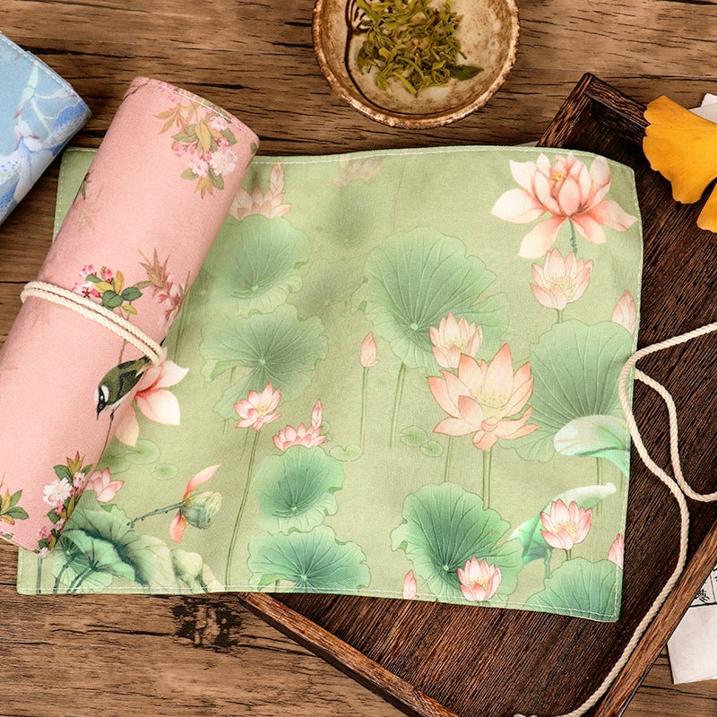 Chinese Style Retro Simple Roll Up Pencil Case b
