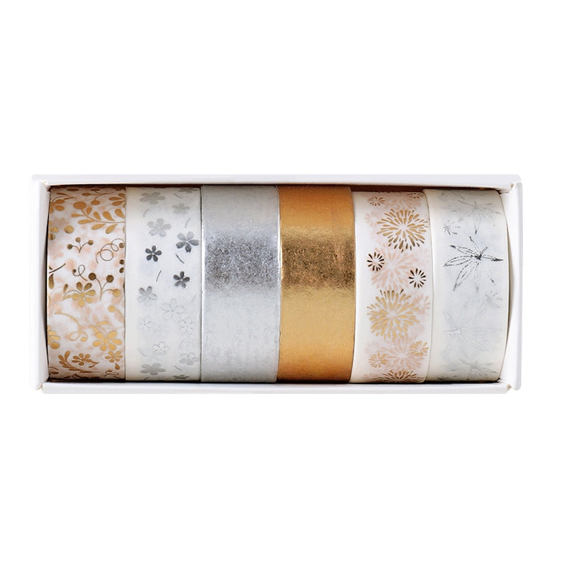 Christmas Gold and Silver Foil Basic Washi Tape Set (6 Rolls) b