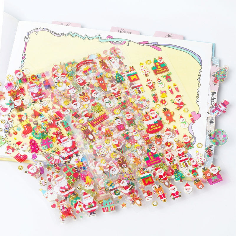 Christmas Gold Foil Die-Cut Sticker Set of 10 Sheets b1