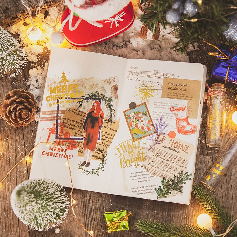 Christmas Gold Foil PET Stickers - Reindeer, Food, Gifts, Tree b4