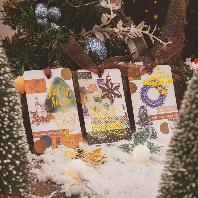 Christmas Gold Foil PET Stickers - Reindeer, Food, Gifts, Tree b7