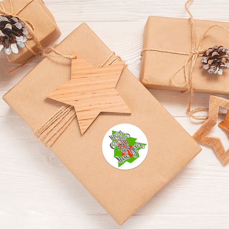 Christmas Roll Kraft Self-Adhesive Stickers b3