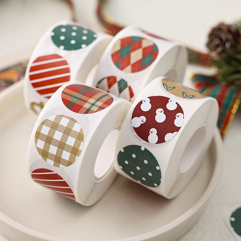 Christmas Round Basic Seal Stickers b1
