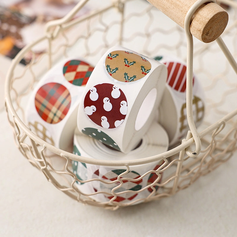 Christmas Round Basic Seal Stickers b2
