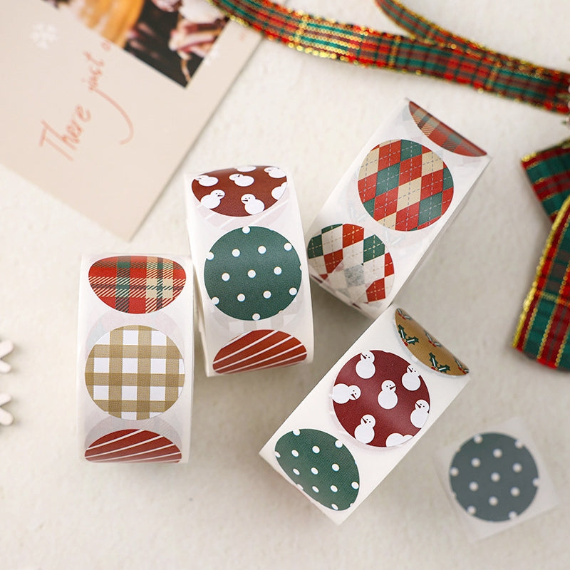 Christmas Round Basic Seal Stickers b3