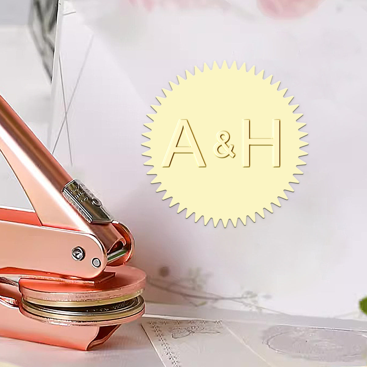 Custom Ampersand Minimalist Initials Wedding Embosser 1-91