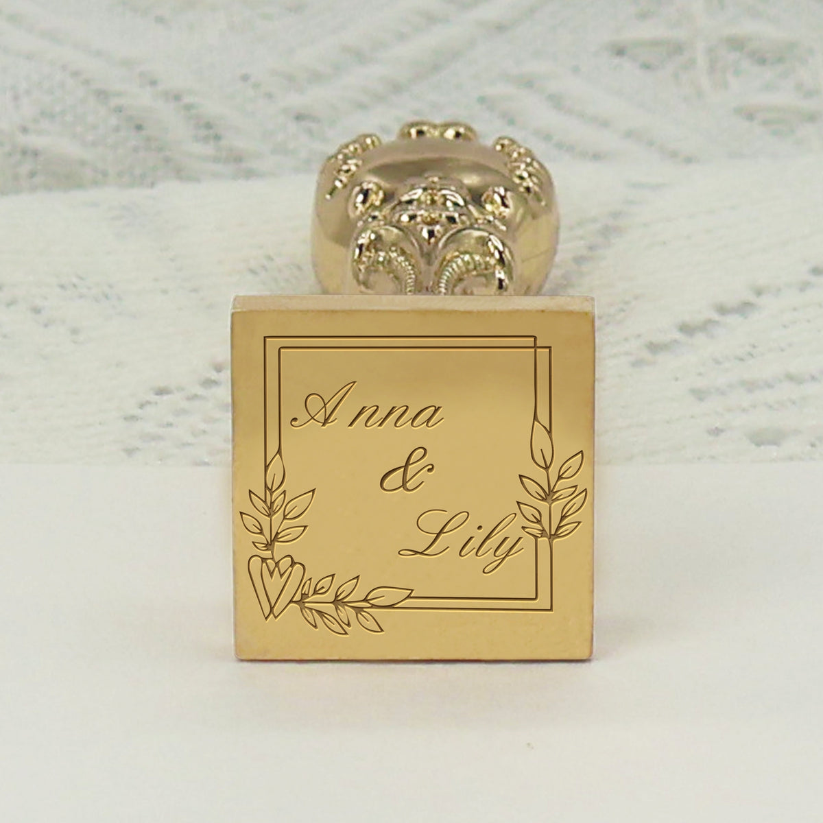 Custom Square Wedding Wax Seal Stamp - Style 3 -Stamprints2