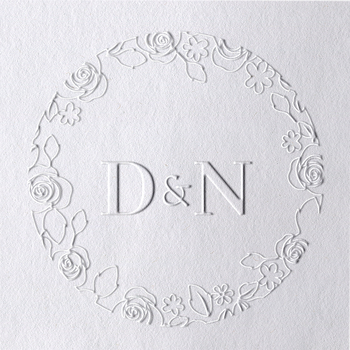 Custom Borderless Rose Wedding Initial Embosser 251