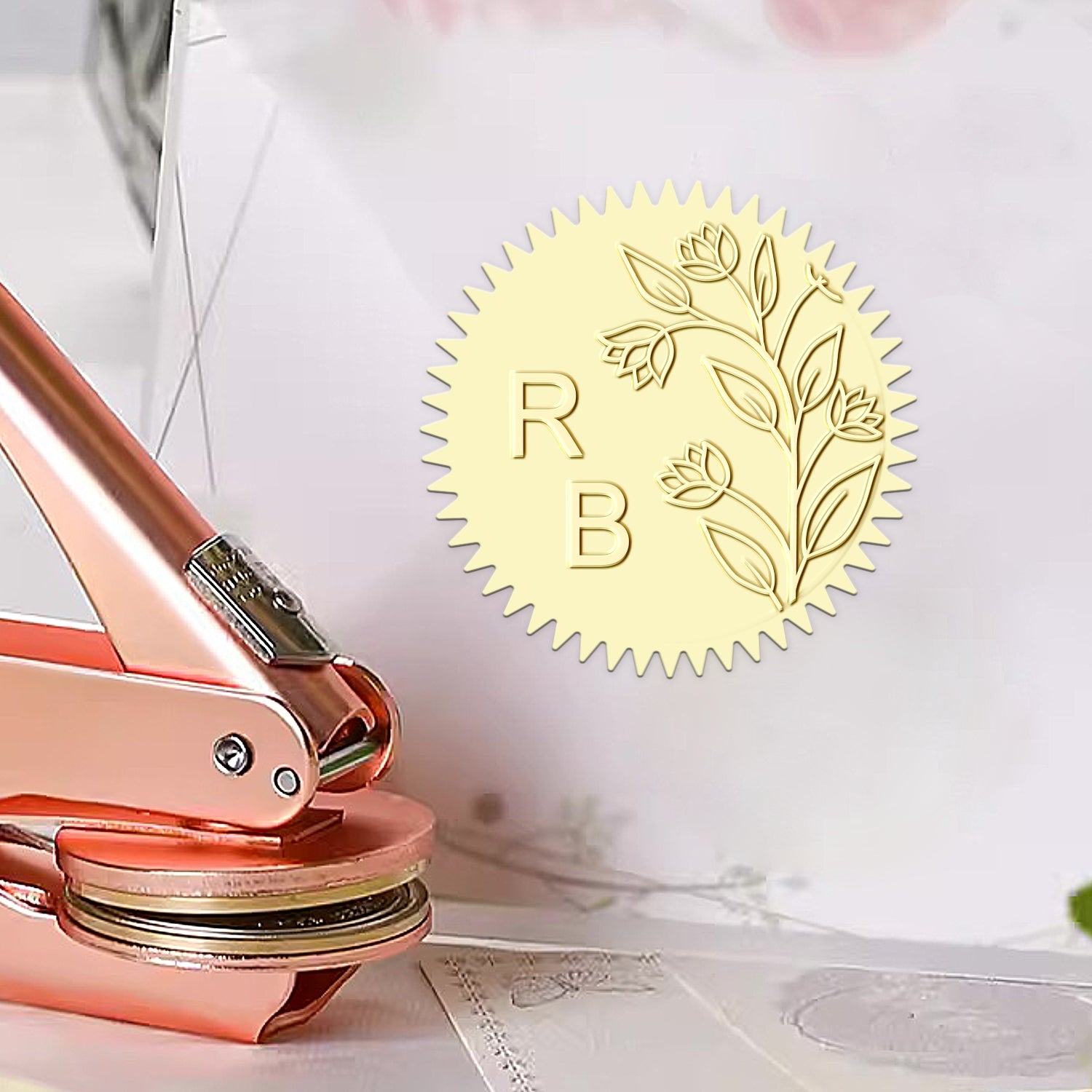 Custom Botanical Initials Wedding Monogram Embosser - Style 23 Custom Botanical Initials Wedding Monogram Embosser - Style 231231