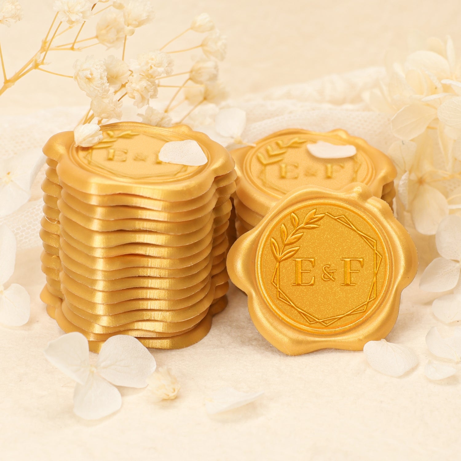 Custom Buds Wedding Monogram Wax Seal Stickers 2-4