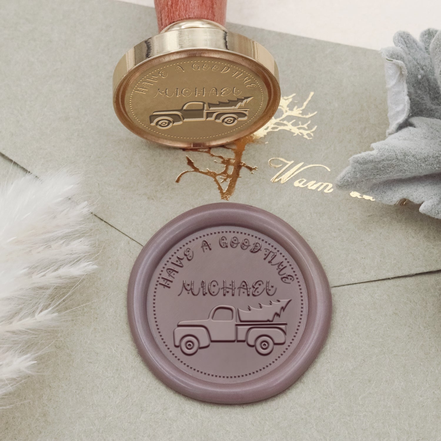 Custom Christmas Tree Truck Name Wax Seal Stamp