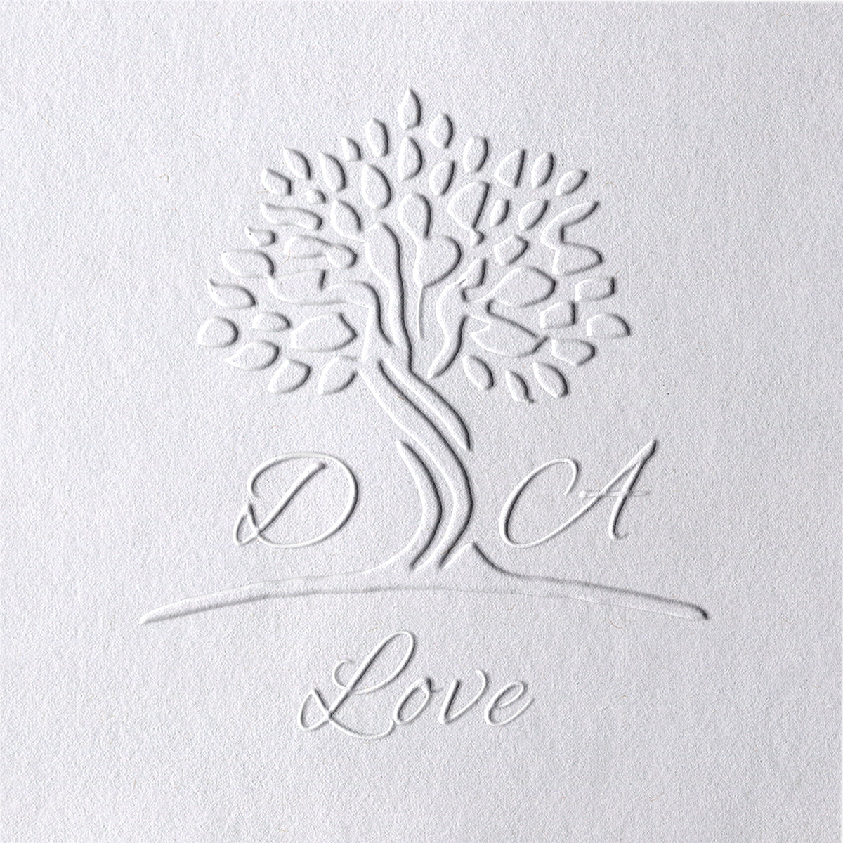 Custom Initials and Tree of Life Wedding Monogram Embosser 361