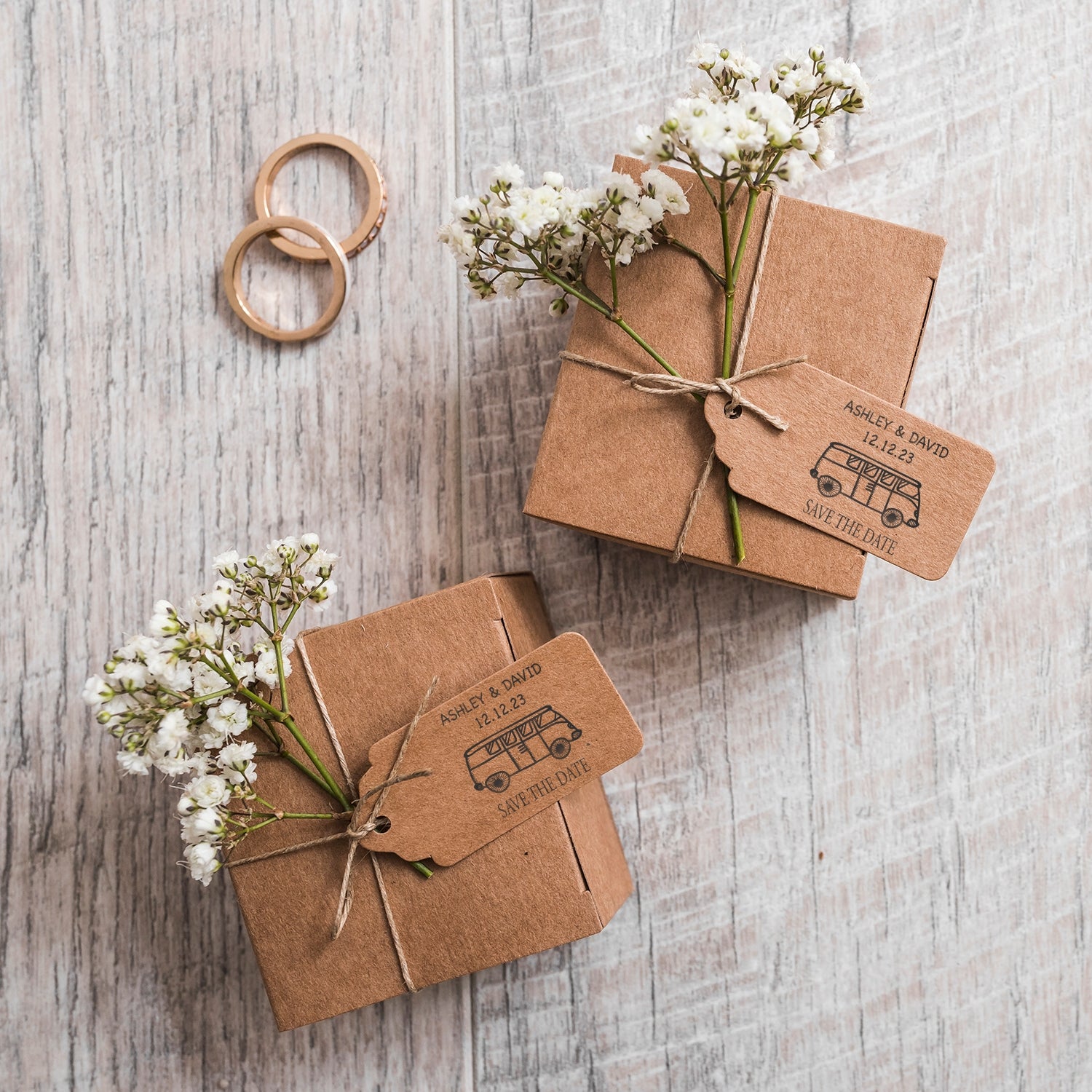 Custom Love Bus Wedding Save the Date Rubber Stamp wd2
