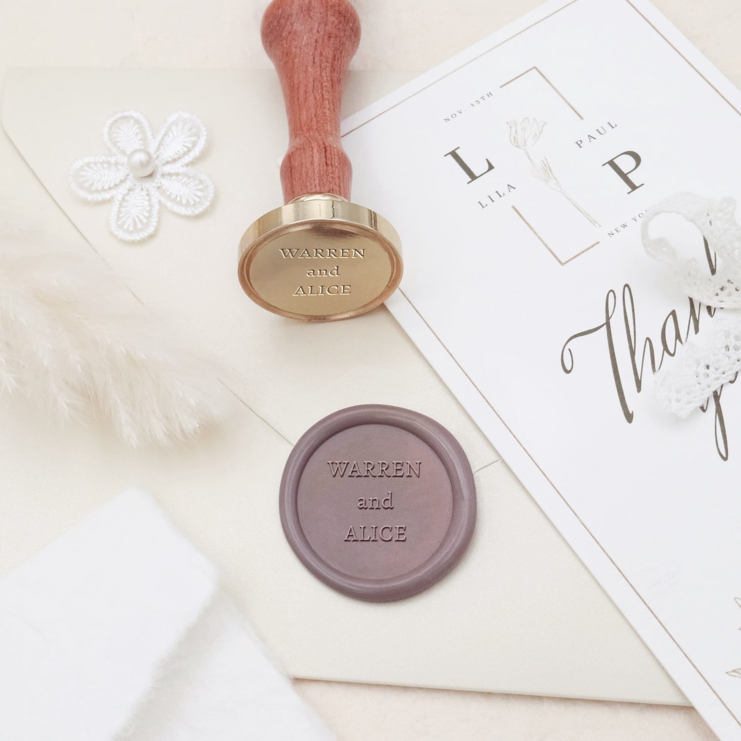 Custom Minimalist Name Wedding Wax Seal Stamp - Style 6 3