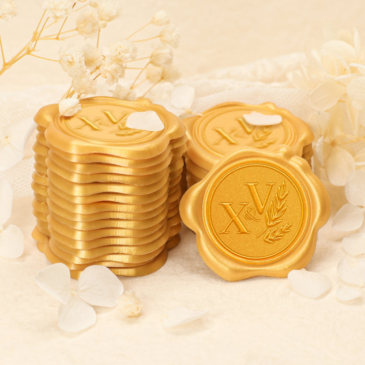 Custom Olive Branch Wedding Monogram Wax Seal Stickers 2-11