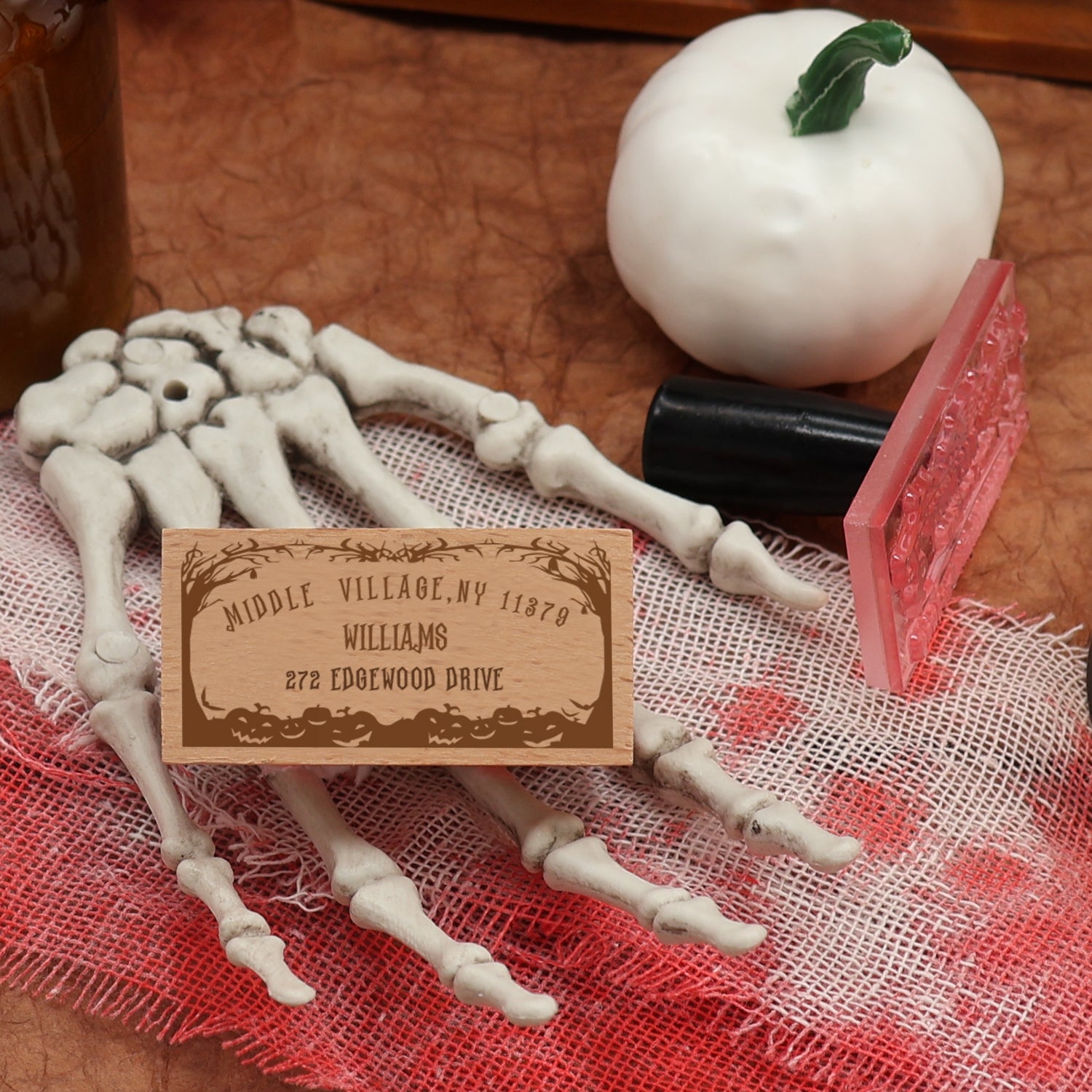 Custom Rectangular Holloween Address Return Rubber Stamp (27 Designs)-14 1