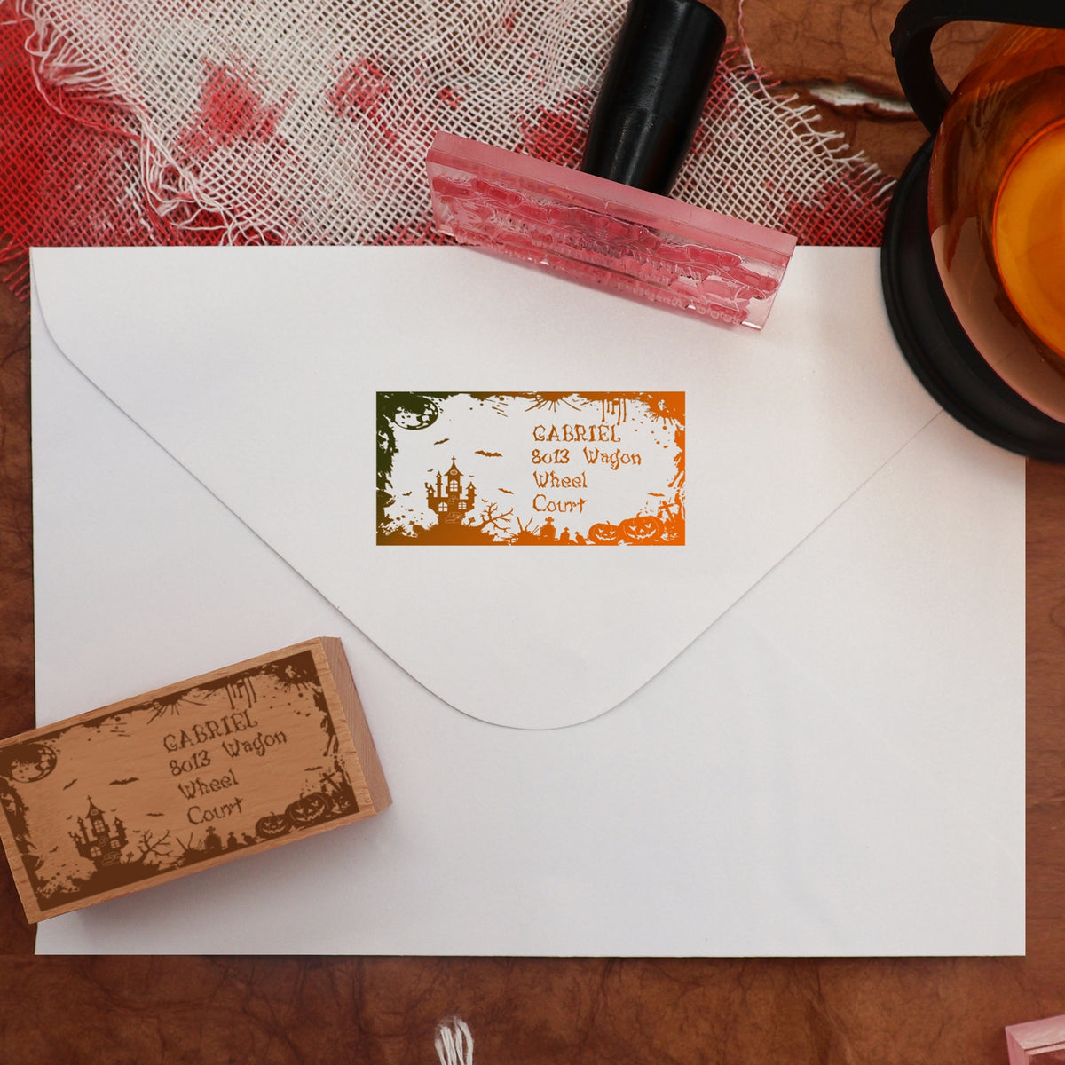 Custom Rectangular Holloween Address Return Rubber Stamp (27 Designs)-22 3