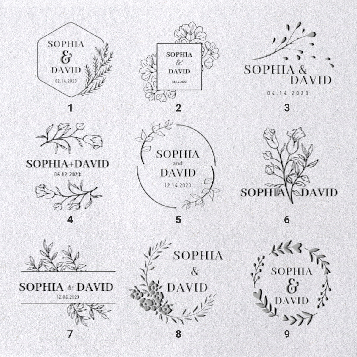 Custom Wedding Name and Initial Embosser (27 Designs) 1-9_41