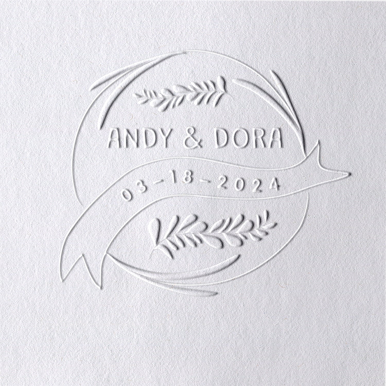Custom Wheat Ribbon Wedding Embosser 191