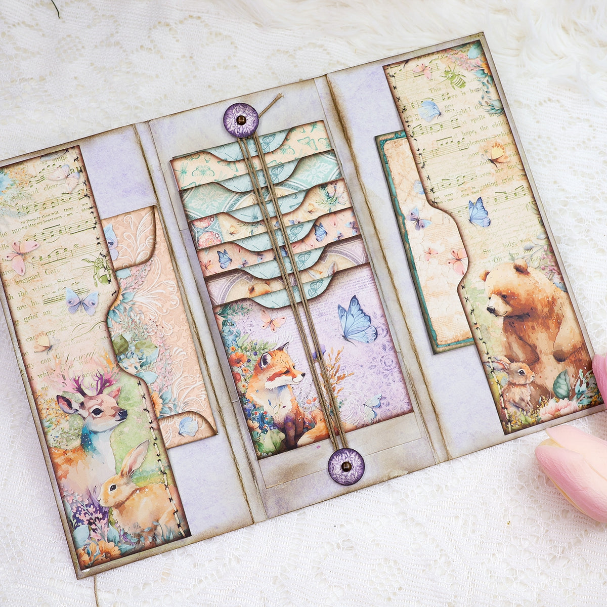 Cute Animals Colorful Creatures Trifold Booklet Folio Junk Journal Craft Kit Cute Animals Colorful Creatures Trifold Booklet Folio Junk Journal Craft Kit 003