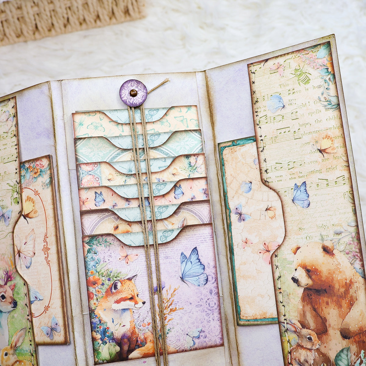 Cute Animals Colorful Creatures Trifold Booklet Folio Junk Journal Craft Kit Cute Animals Colorful Creatures Trifold Booklet Folio Junk Journal Craft Kit 007