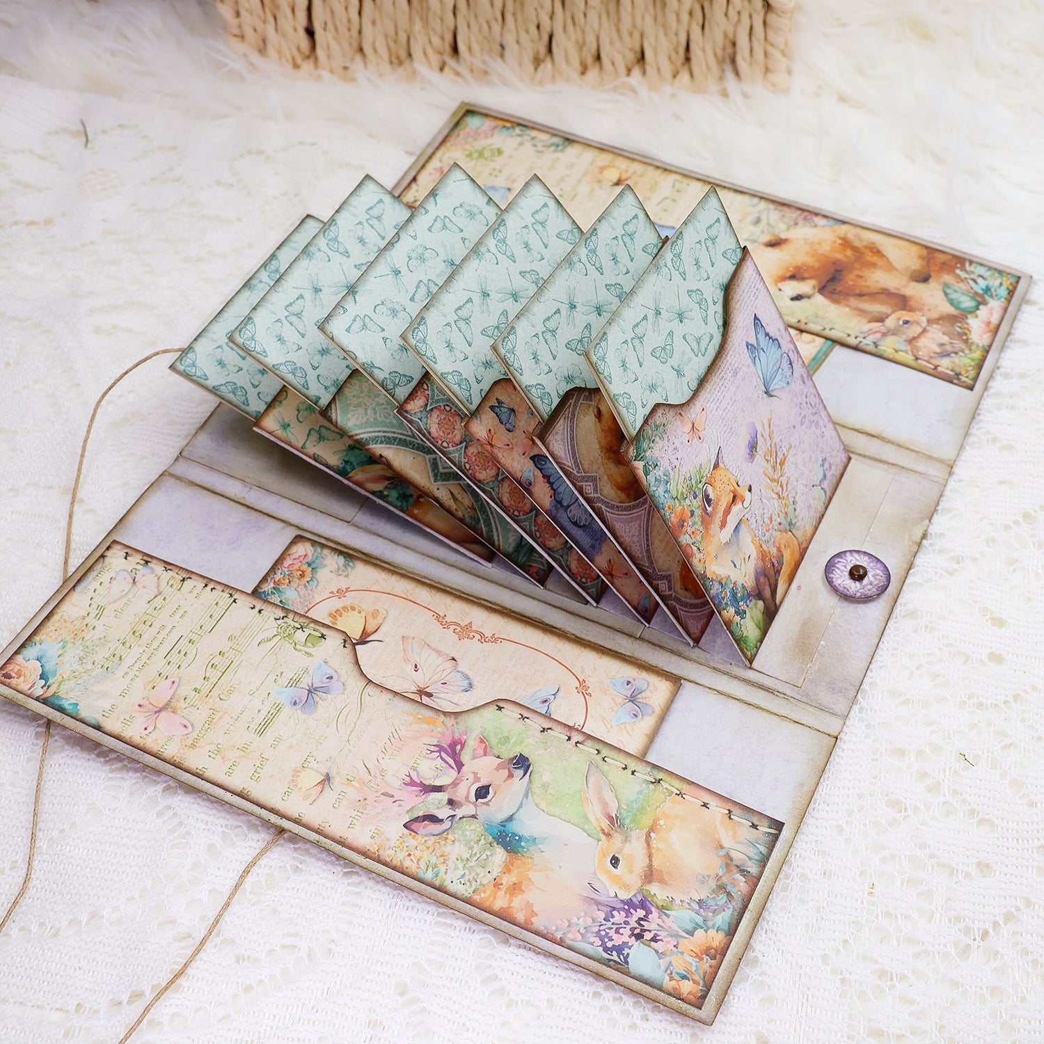 Cute Animals Colorful Creatures Trifold Booklet Folio Junk Journal Craft Kit Cute Animals Colorful Creatures Trifold Booklet Folio Junk Journal Craft Kit 008