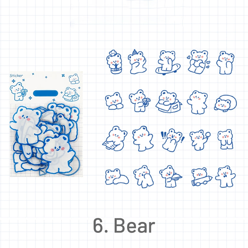 Cute Cartoon Blue Animal PET Sticker 6