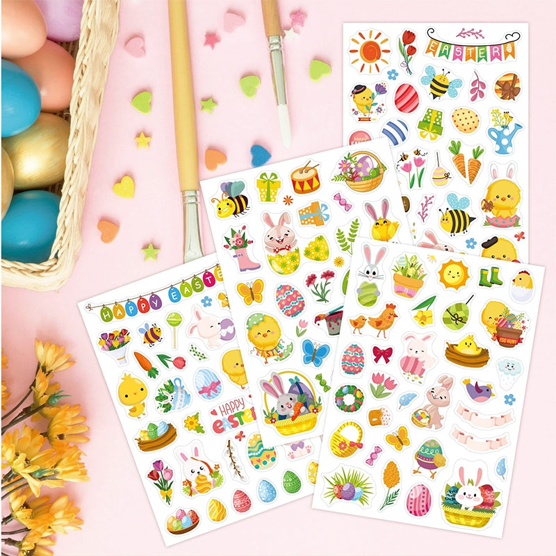 Cute Cartoon Easter Vinyl Stickers - 4 Sheets a